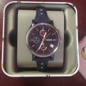 Navy blue fossil watch